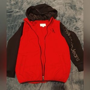 Calvin Klein boys lg 14-16 blk hoodie red vest one piece